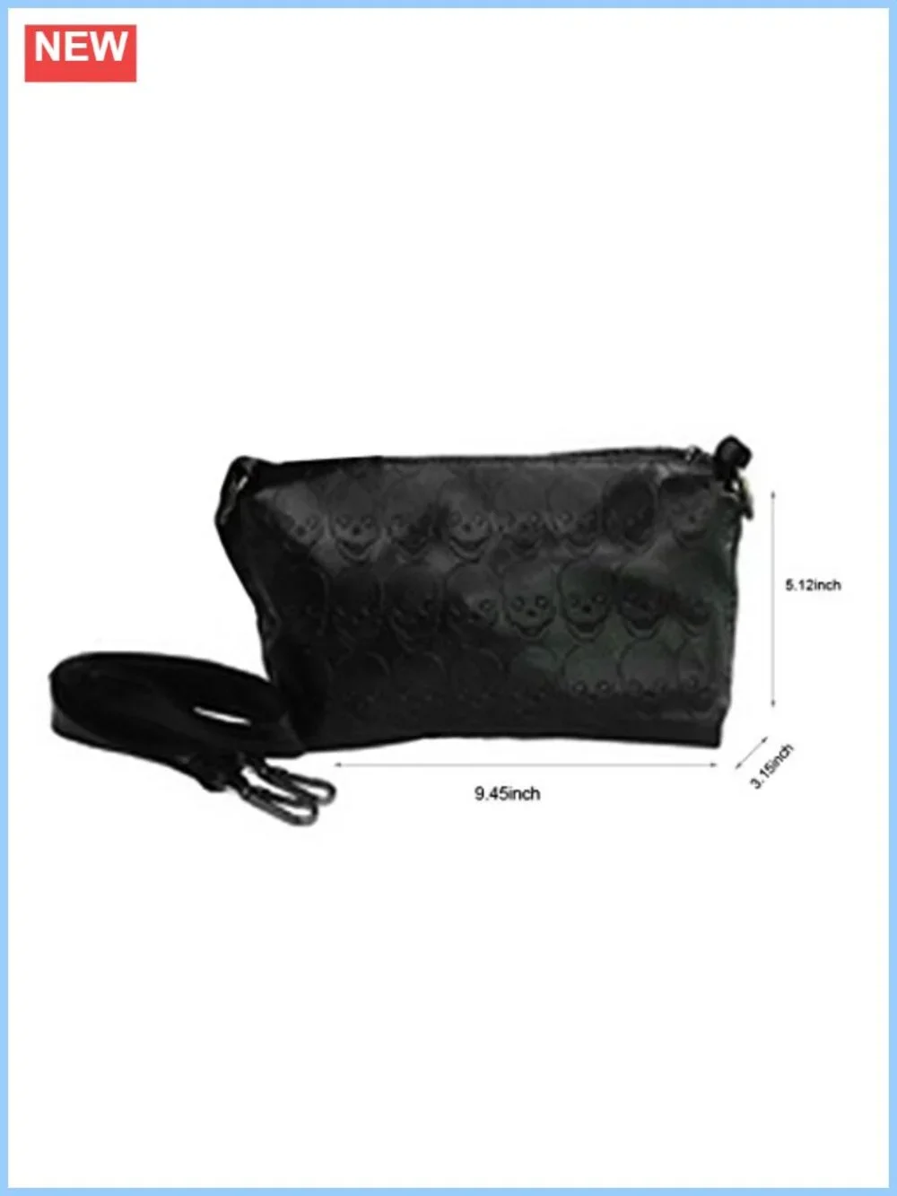 Faux Leather Skull Print Hobo Tote Shoulder Bag with Insert and Gift